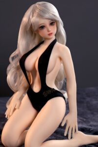 Mini Silicone Love Doll With Silver Wig