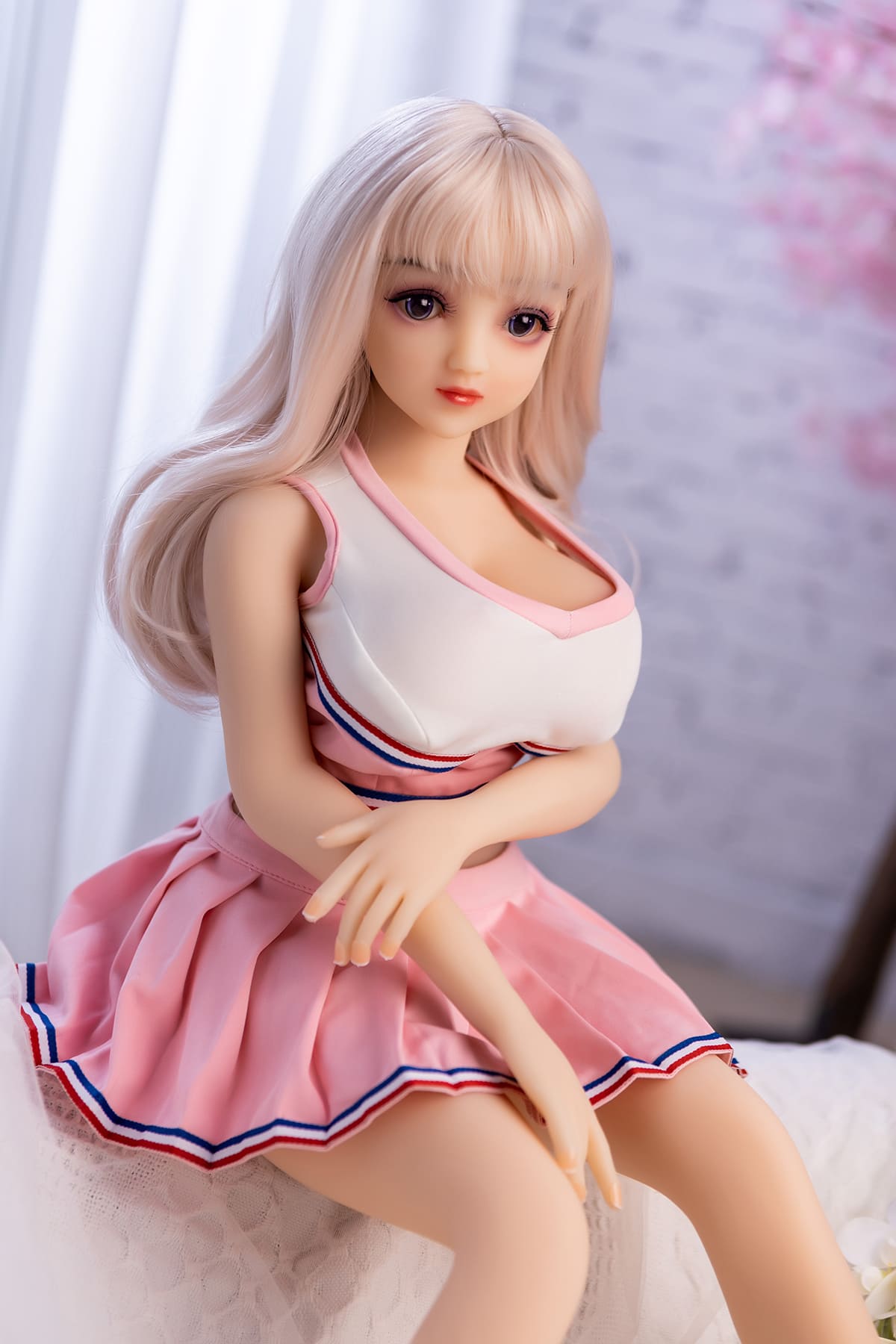 Blonde large breasted anime style mini sex doll