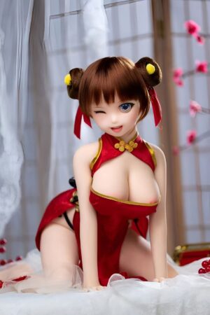 Chinese cartoon girl sex doll in red cheongsam