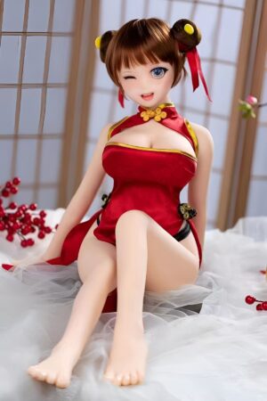 Japanese anime girl sex doll in red cheongsam